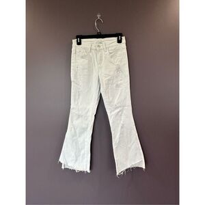 Flying Monkey Distressed Split Raw Hem Flare White Jeans Size 0